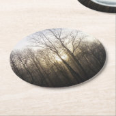 Winter Fog Sunrise Natuur Foto Ronde Kartonnen Onderzetter (Gebogen)