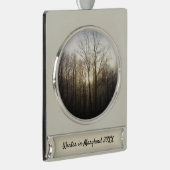 Winter Fog Sunrise Natuur Foto Verzilverd Banner Ornament (Rechts)