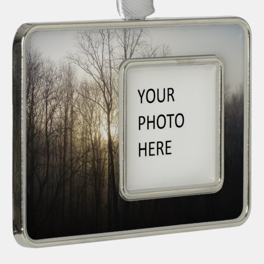Winter Fog Sunrise Natuur Foto Verzilverd Omlijst Ornament (Rechts)