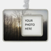Winter Fog Sunrise Natuur Foto Verzilverd Omlijst Ornament (Voorkant)