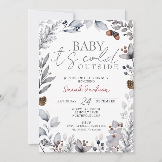 Winter Foliage, Baby shower, het is koud buiten Kaart (Voorkant)