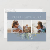 Winter Foliage Blue Photo Collage Feestdagenkaart (Voorkant / Achterkant)