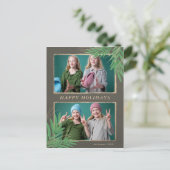 Winter Foliage Botanical Gold Multiple Photo Feestdagenkaart (Staand voorkant)