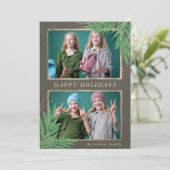 Winter Foliage Botanical Gold Multiple Photo Holid Feestdagenkaart (Staand voorkant)