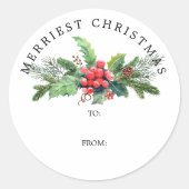 Winter Foliage Bouquet naar en van Ronde Sticker (Voorkant)