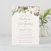 Winter Foliage Boy Christening 1st Birthday Party Kaart (Staand voorkant)