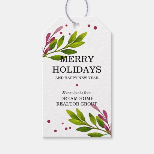 Winter Foliage Business Holiday Cadeaulabel (Voorkant)