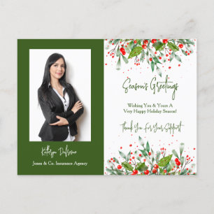 Winter Foliage Business w/Photo Holiday Briefkaart
