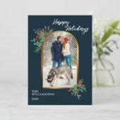 Winter Foliage Custom Photo Xmas Happy Feestdagenkaart (Staand voorkant)