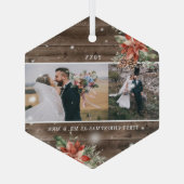 Winter Foliage | Eerste kerstversiering met huweli Glas Ornament (Achterkant)