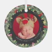 Winter Foliage | Eerste kerstversiering voor baby' Glas Ornament (Voorkant)