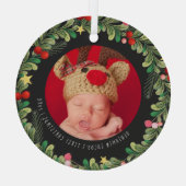 Winter Foliage | Eerste kerstversiering voor baby' Glas Ornament (Achterkant)