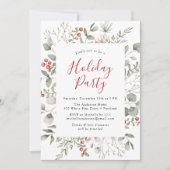 Winter Foliage en Holly Berries Holiday Party Kaart (Voorkant)