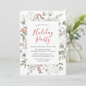 Winter Foliage en Holly Berries Holiday Party Kaart (Staand voorkant)