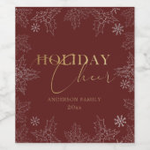 Winter Foliage Faux Folie Vakantie Elegant Script Wijn Etiket (Enkel label)