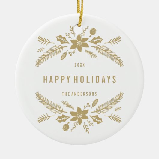 Winter Foliage Gold Keramisch Ornament (Voorkant)