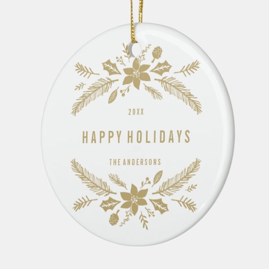 Winter Foliage Gold Keramisch Ornament (Links)
