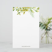 Winter Foliage Groen gepersonaliseerd monogram Briefpapier (Staand voorkant)