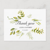 Winter Foliage Groene Bruiloft Dank u Briefkaart (Voorkant)