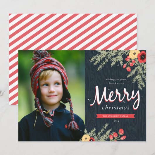 Winter Foliage Holiday Card Feestdagenkaart (Voorkant / Achterkant)