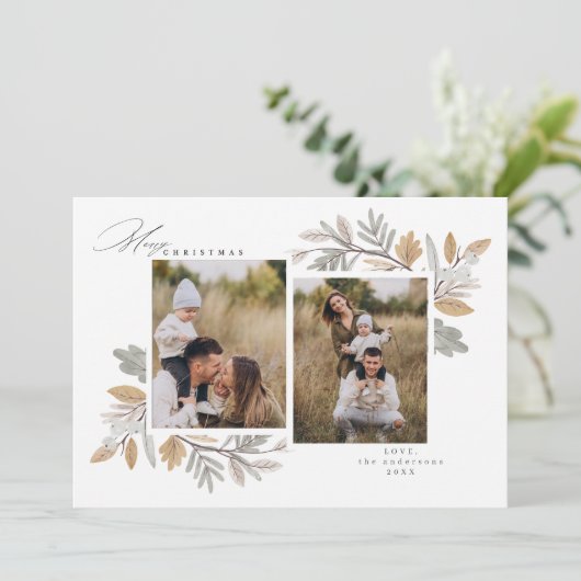 Winter Foliage Holiday Card Kaart (Staand voorkant)