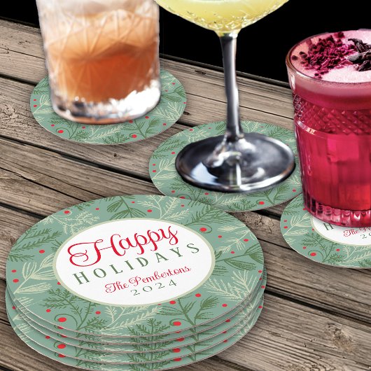 Winter Foliage Holiday Ronde Kartonnen Onderzetter