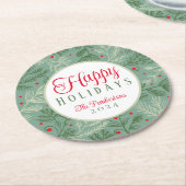 Winter Foliage Holiday Ronde Kartonnen Onderzetter (Gebogen)