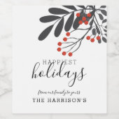 Winter Foliage is het gelukkigste Vakantie geperso Wijn Etiket (Enkel label)