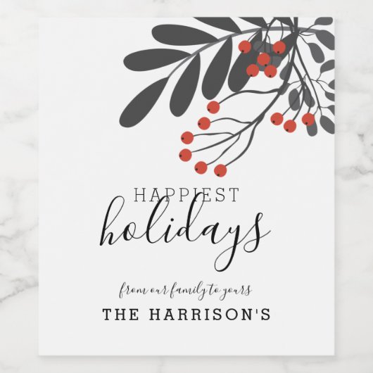 Winter Foliage is het gelukkigste Vakantie geperso Wijn Etiket (Enkel label)