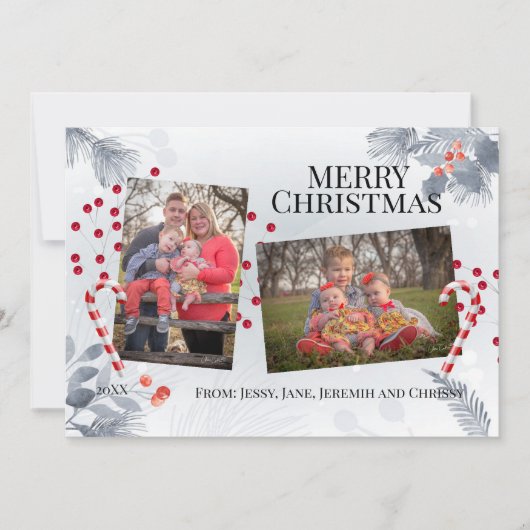 Winter Foliage-kerstfotokaart Feestdagenkaart (Voorkant)