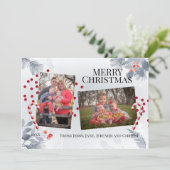 Winter Foliage-kerstfotokaart Feestdagenkaart (Staand voorkant)