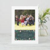 Winter Foliage kerstKaart - Blauwgroen (Staand voorkant)