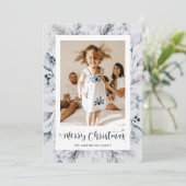 Winter Foliage Lijst Foto Vrolijk Kerstfeest Kaart (Staand voorkant)