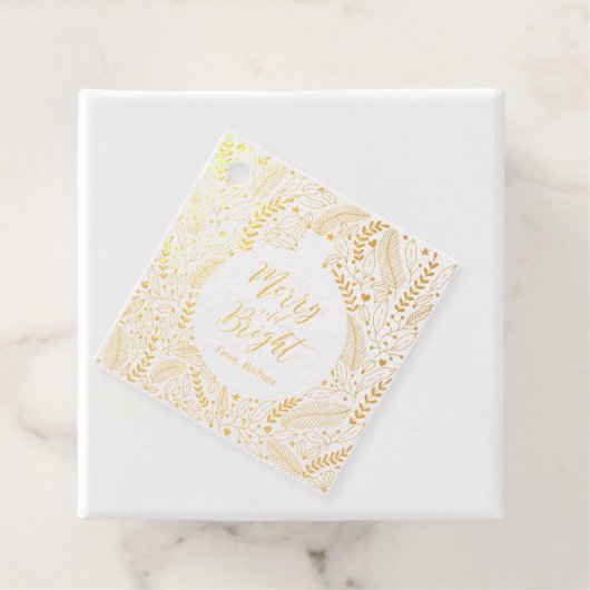 Winter Foliage | Merry & Bright Gold Foil Gift Lab Bedankjes Labels (Met doos)