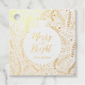 Winter Foliage | Merry & Bright Gold Foil Gift Lab Bedankjes Labels (Voorkant)