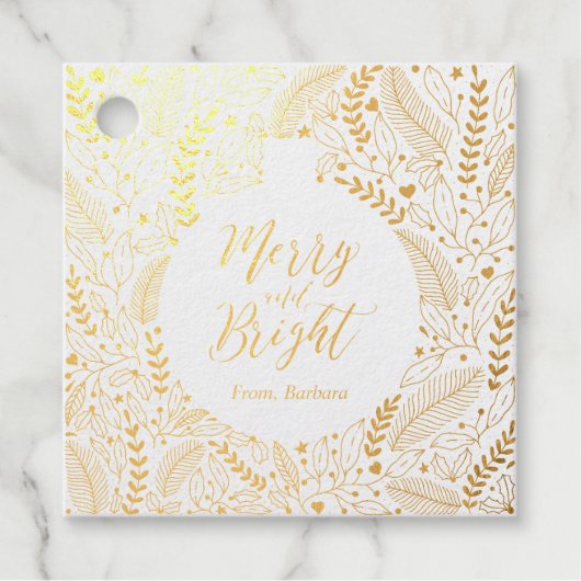 Winter Foliage | Merry & Bright Gold Foil Gift Lab Bedankjes Labels (Voorkant)