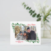 Winter Foliage Merry-kerstfoto Briefkaart (Staand voorkant)