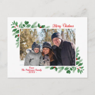 Winter Foliage Merry-kerstfoto Briefkaart