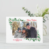 Winter Foliage Merry-kerstfoto Kaart (Staand voorkant)