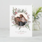 Winter Foliage met kerstfotokaart Feestdagenkaart (Staand voorkant)