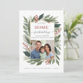 Winter Foliage Nieuw Huis voor Feestdagen Foto Ver Feestdagenkaart (Staand voorkant)