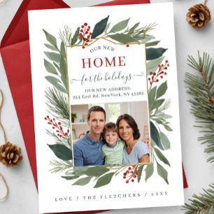 Winter Foliage Nieuw Huis voor Feestdagen Foto Ver Feestdagenkaart