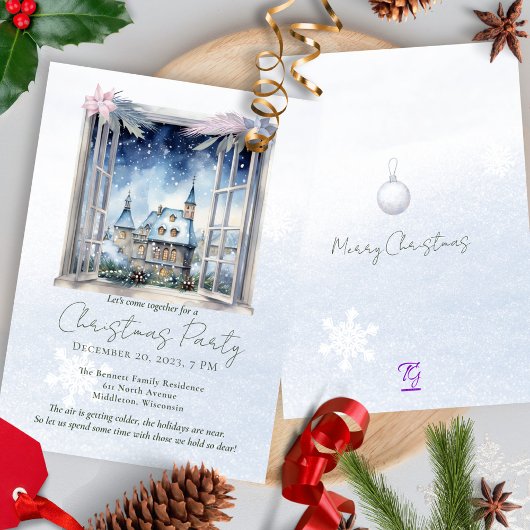 Winter Foliage Pine Forest Waterverf Kerst Kaart