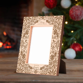 Winter Foliage Poinsettia en Holly Christmas Gegraveerde Lijstjes