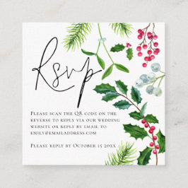 Winter Foliage QR Code Weddenschap RSVP Enclosure Informatiekaartje