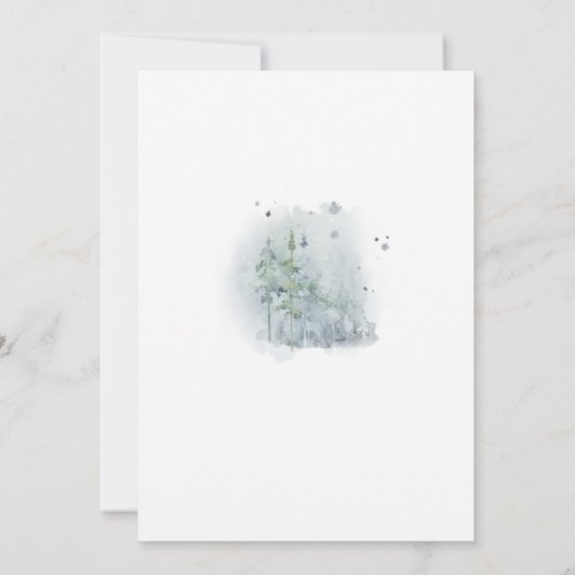 Winter Foliage Waterverf Berries Virtual Wedding Kaart (Achterkant)