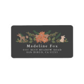 Winter Foliage Woodland Animal Navy Retouradres Etiket (Voorkant)