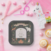 Winter Foliage Woodland Animals Navy Baby shower Papieren Bordje (Feest)