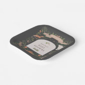 Winter Foliage Woodland Animals Navy Baby shower Papieren Bordje (Gebogen)