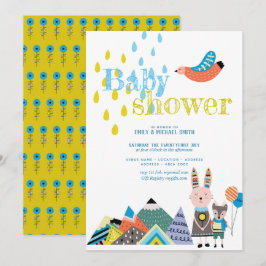 Winter Folk Art Baby shower nodigt Scandinavische Kaart